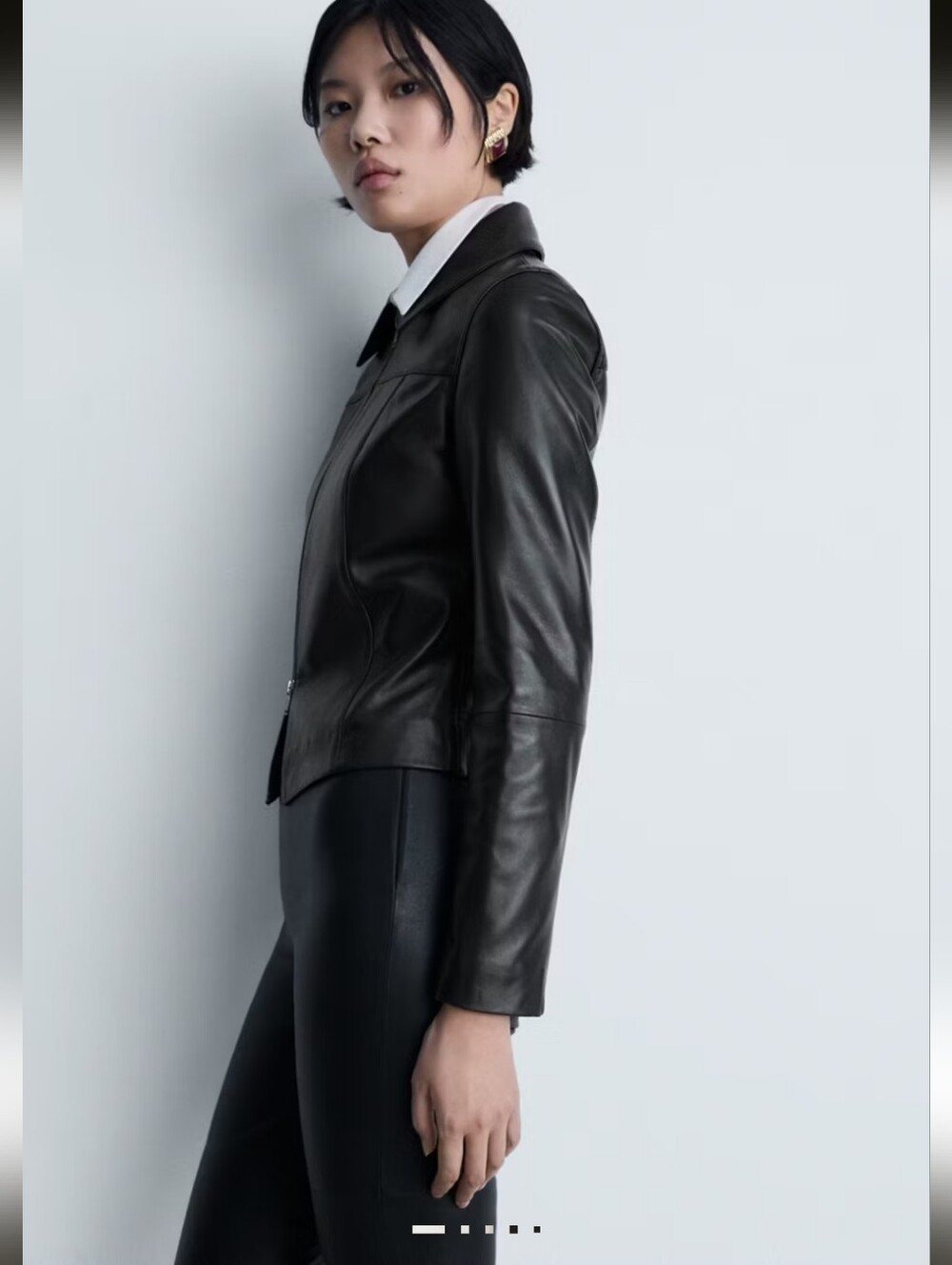 Mango Leather Zipper Jacket- L
